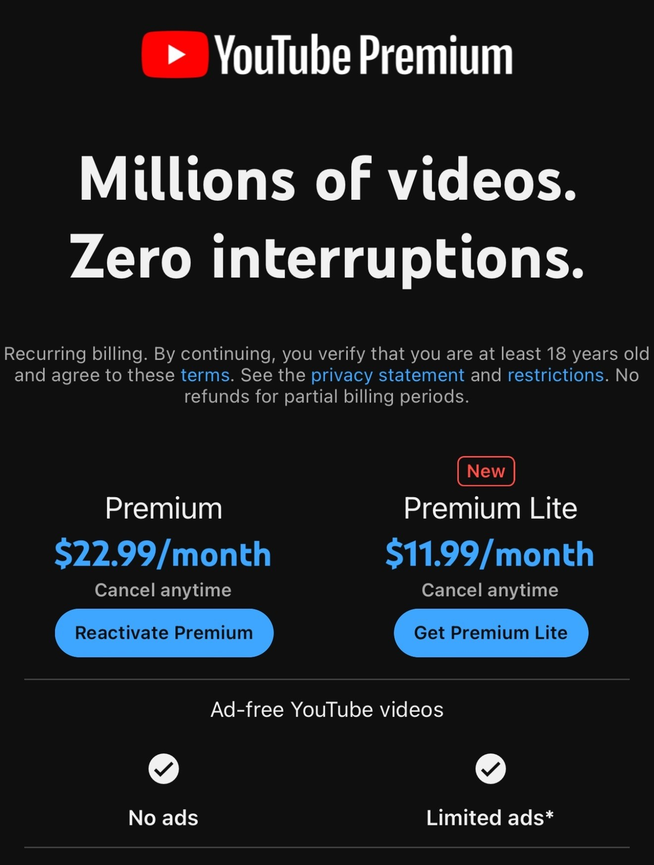 YouTube'un Premium Lite Aboneliği Geri Dönüyor