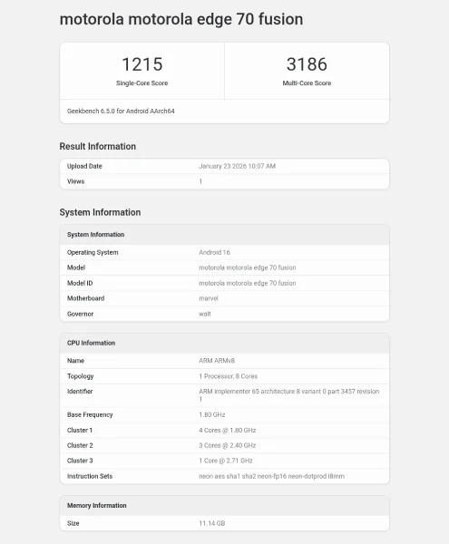 Edge 70 Fusion: Geekbench Sonuçları ve Performans Özellikleri İncelendi